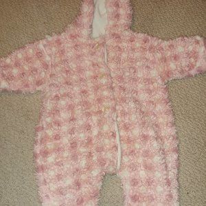 Infant Girls Fuzzy Baby Bunting 9 months.